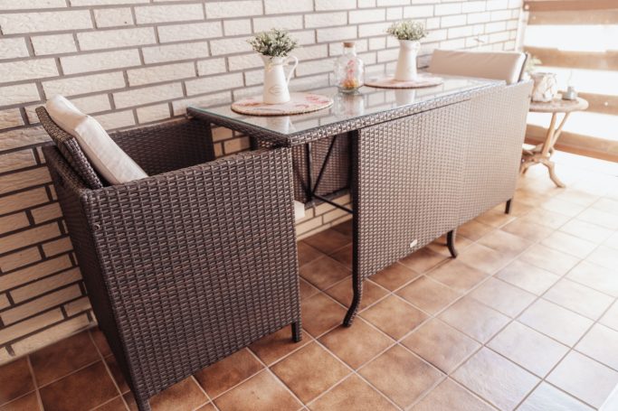 Terrasse Gemütliche Sitzgruppe auf der Terrasse der Ferienwohnung Düring bei Brmerhaven